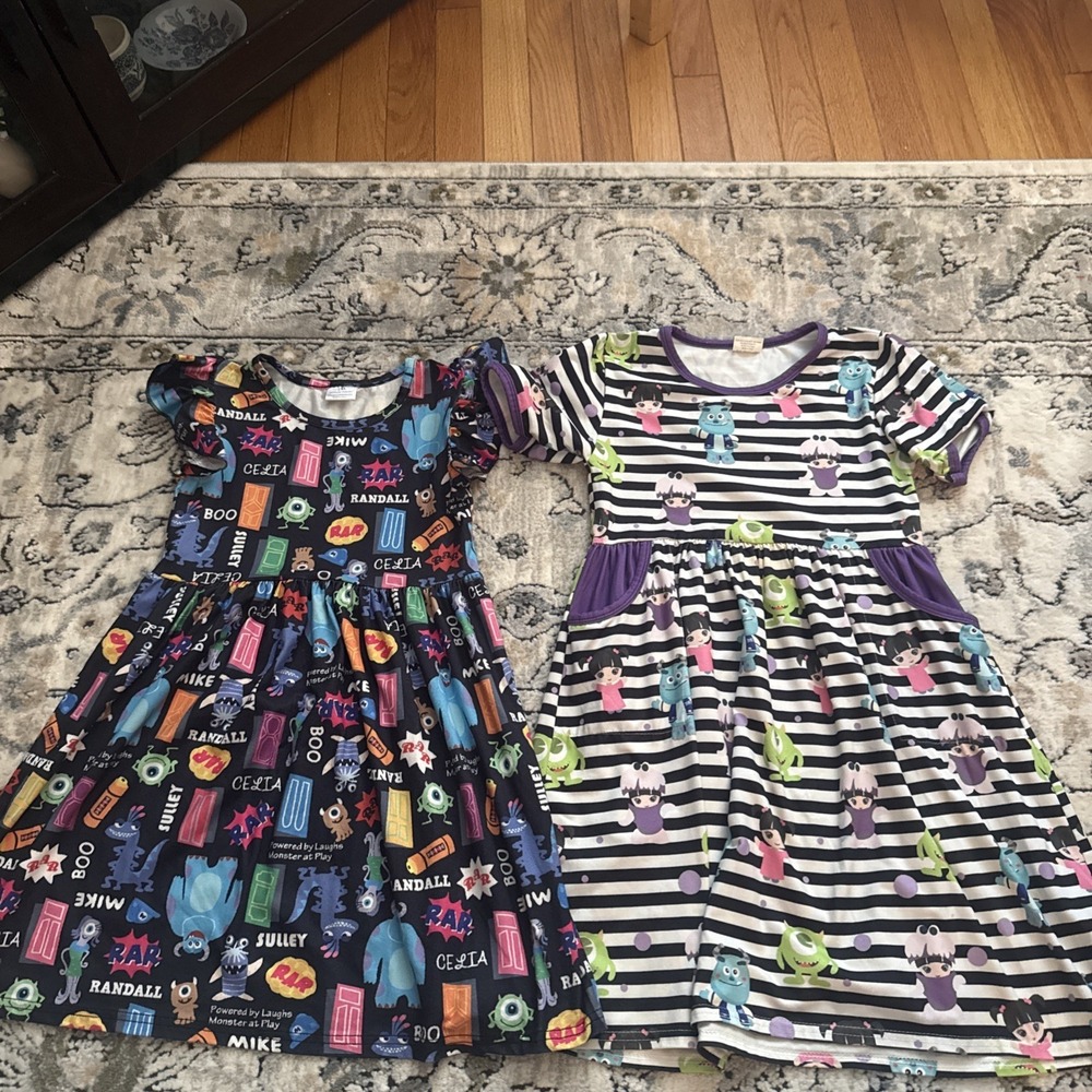 2 Boutique Monster's Incorporated Dresses Size 6 Pullover Flutter Sleeve *Read*